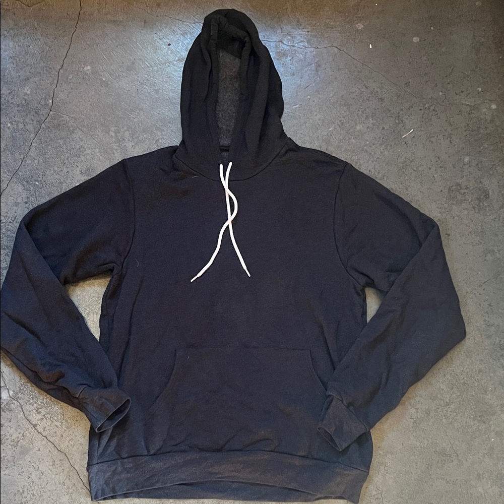 Bella Canvas Black Hoodie with White Drawcords